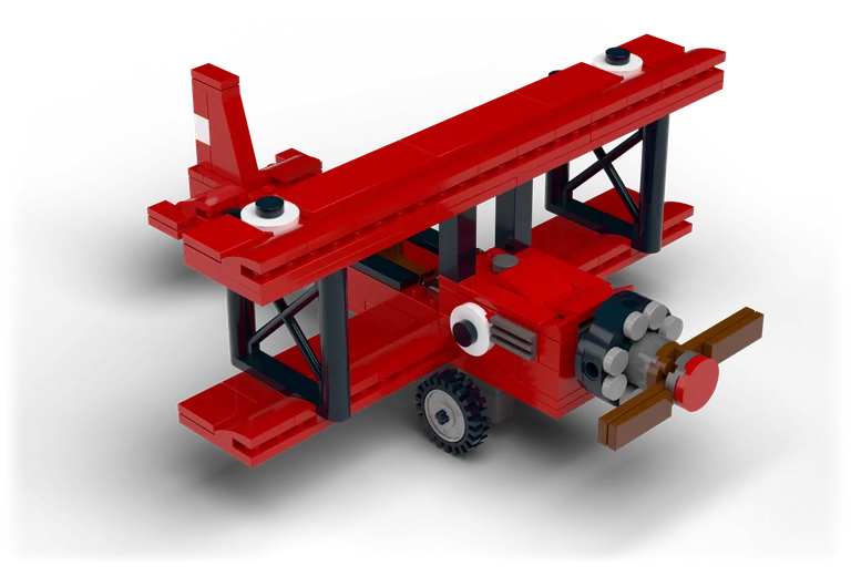 A Red Vintage Biplane brick set