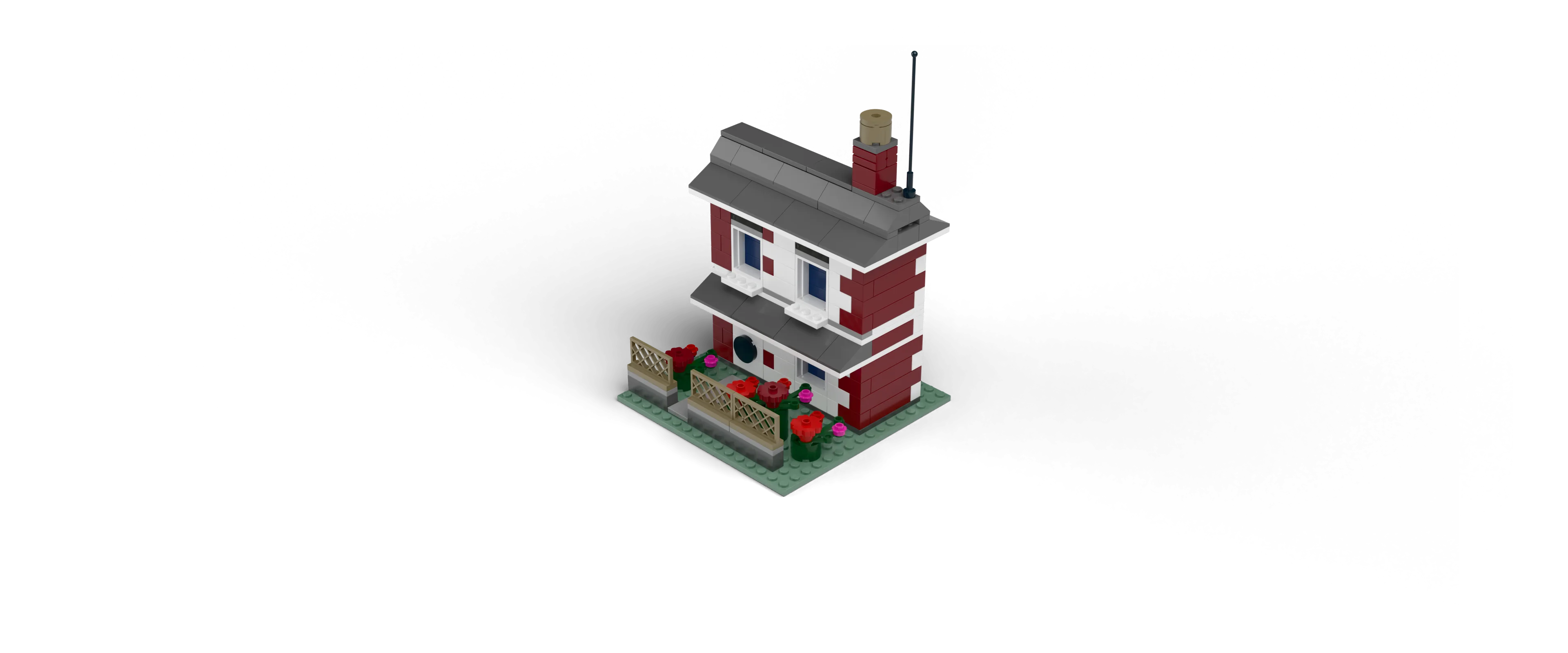 Suburban House brick set, front view