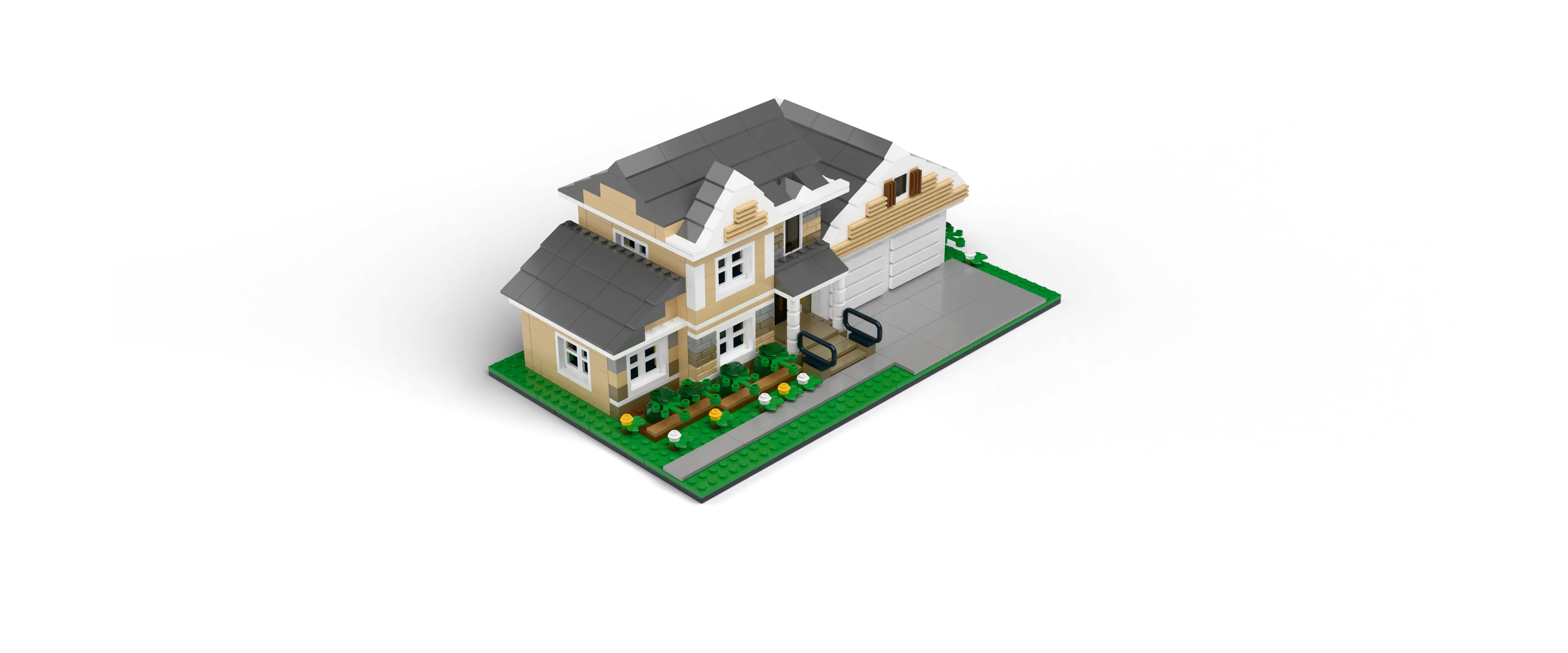 Suburban House brick set, front view
