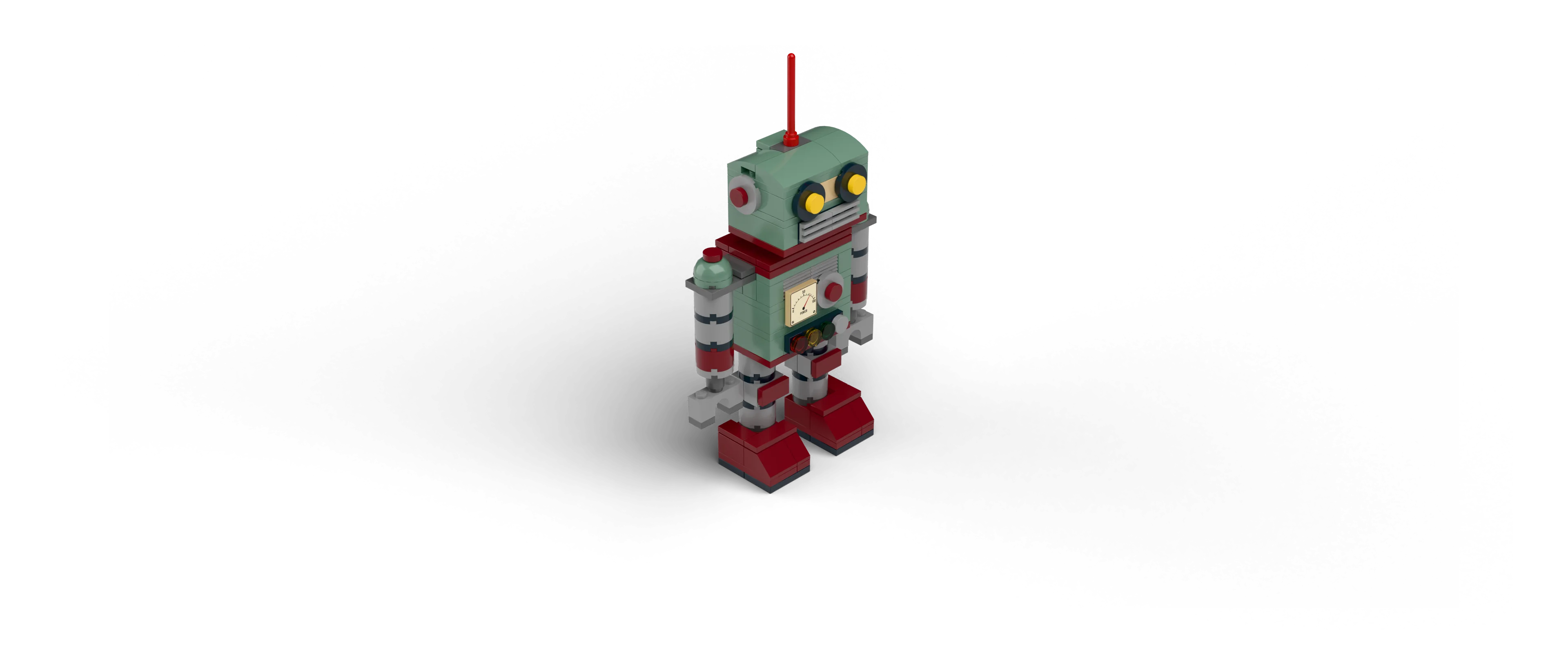 Retro Robot brick set, front view