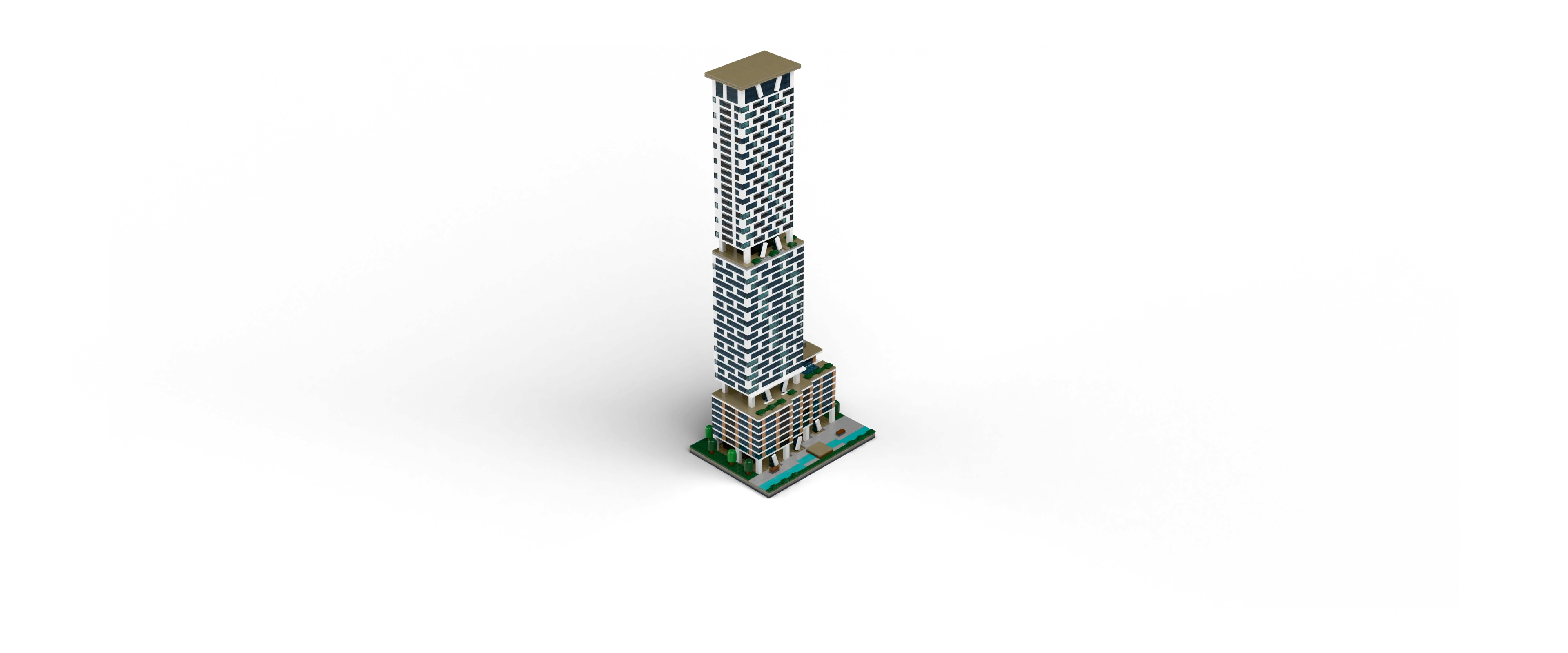 Waterline Tower brick set, front view