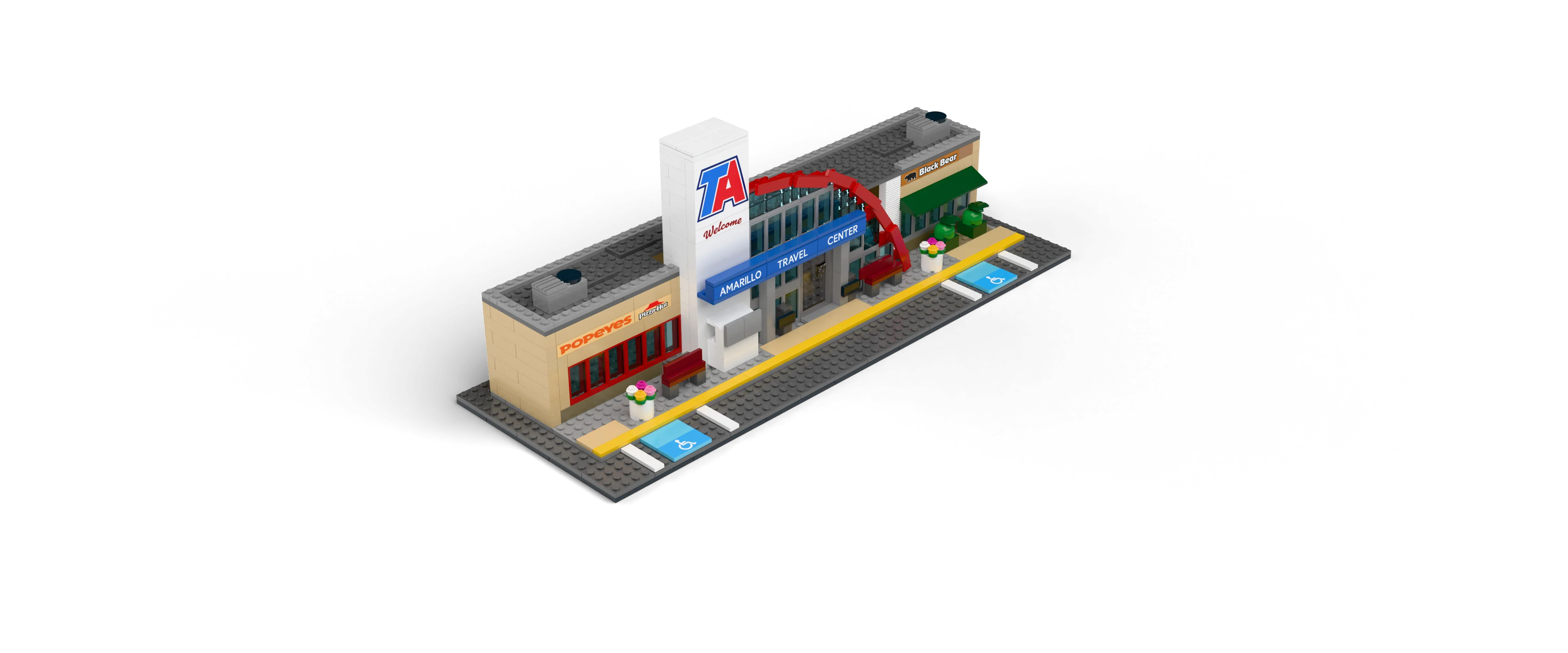 Truck Stop Travel Center brick set, front view