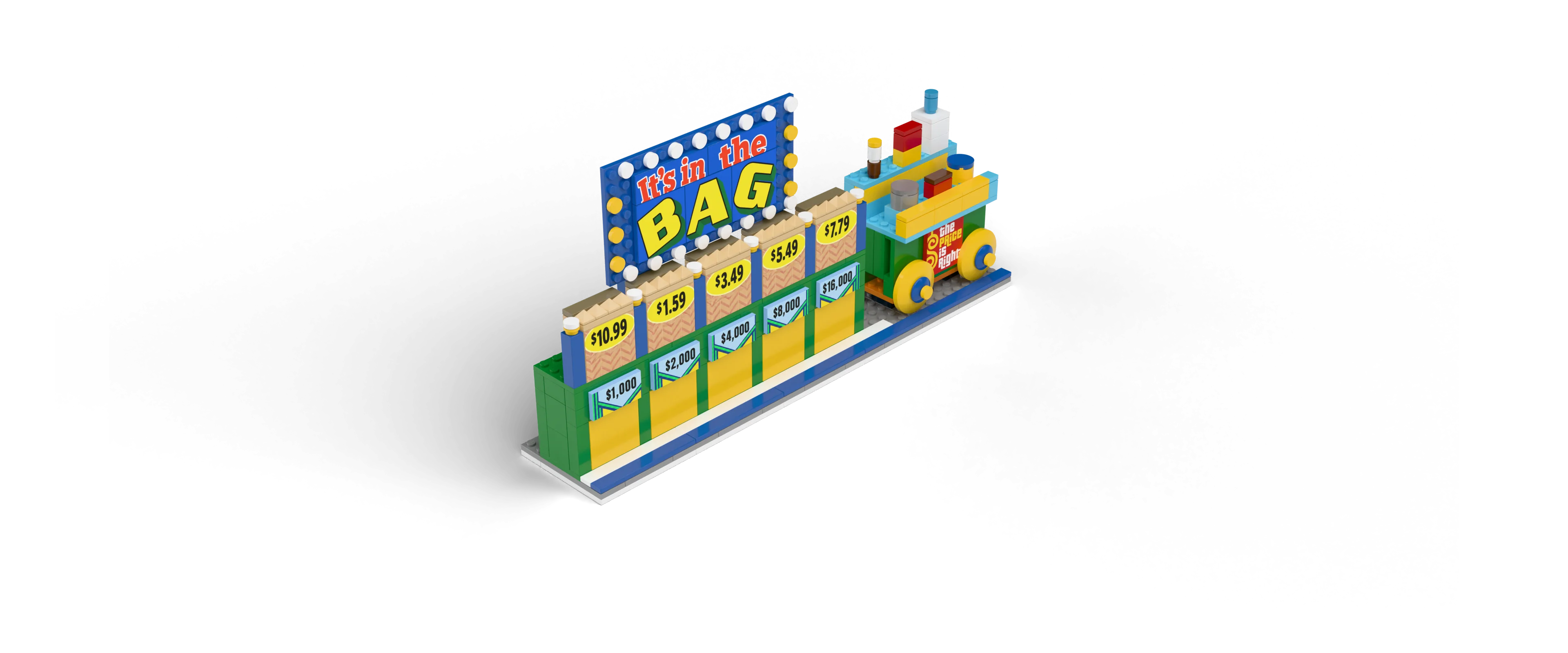 Price Is Right Bag Game brick set, front view