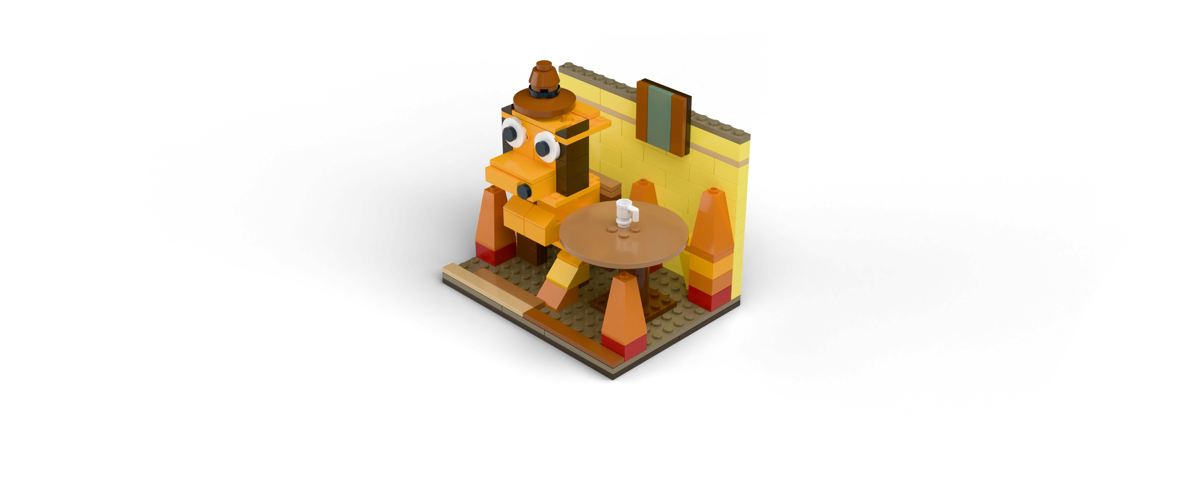 This Is Fine brick set, front view